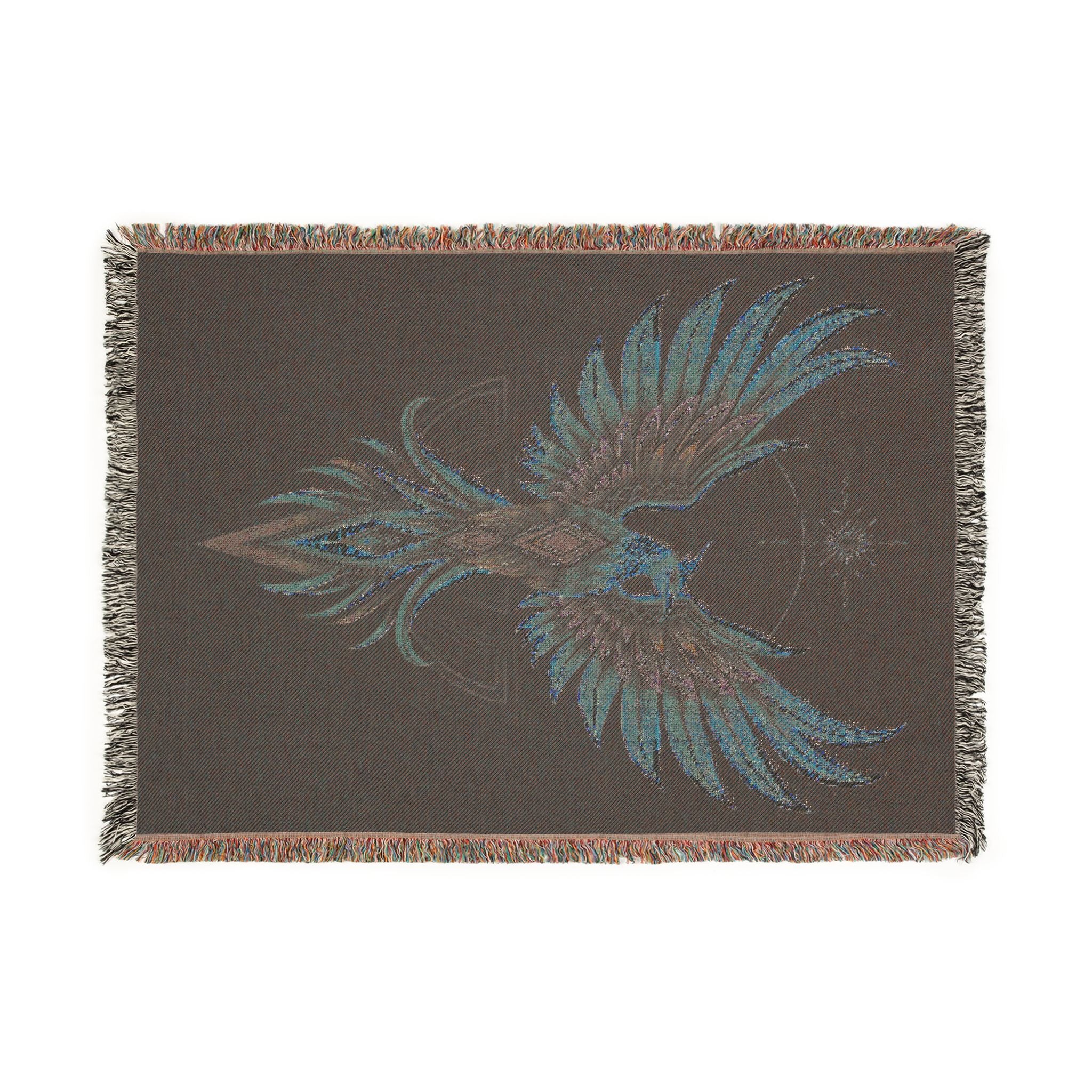 Phoenix Woven Blanket — Boho Mythical Bird Throw for Living Room, Bedroom, or Gift