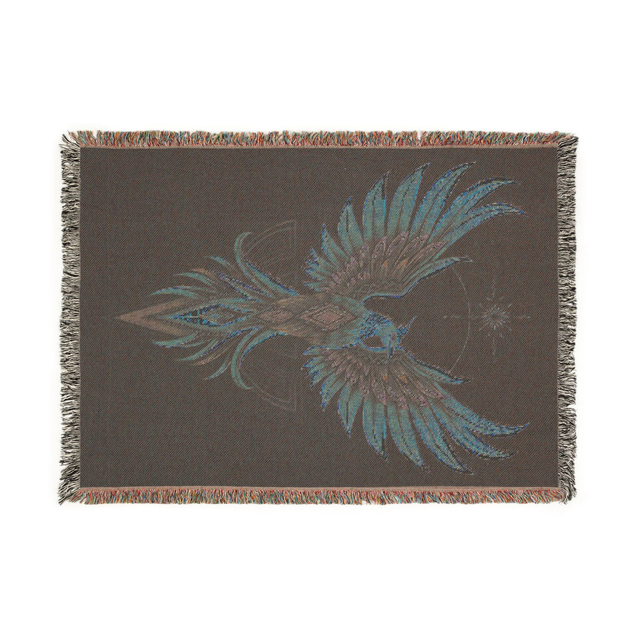 Phoenix Woven Blanket — Boho Mythical Bird Throw for Living Room, Bedroom, or Gift