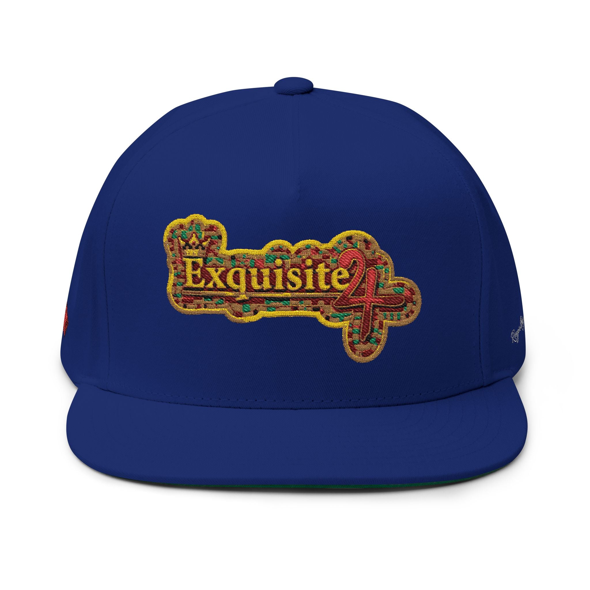Embroidered 'Exquisite 24' Flat Bill Cap — Kente-Inspired Patch Snapback