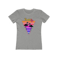 Retro Flamingo Triangle Graphic Tee — Boyfriend Tee for Women
