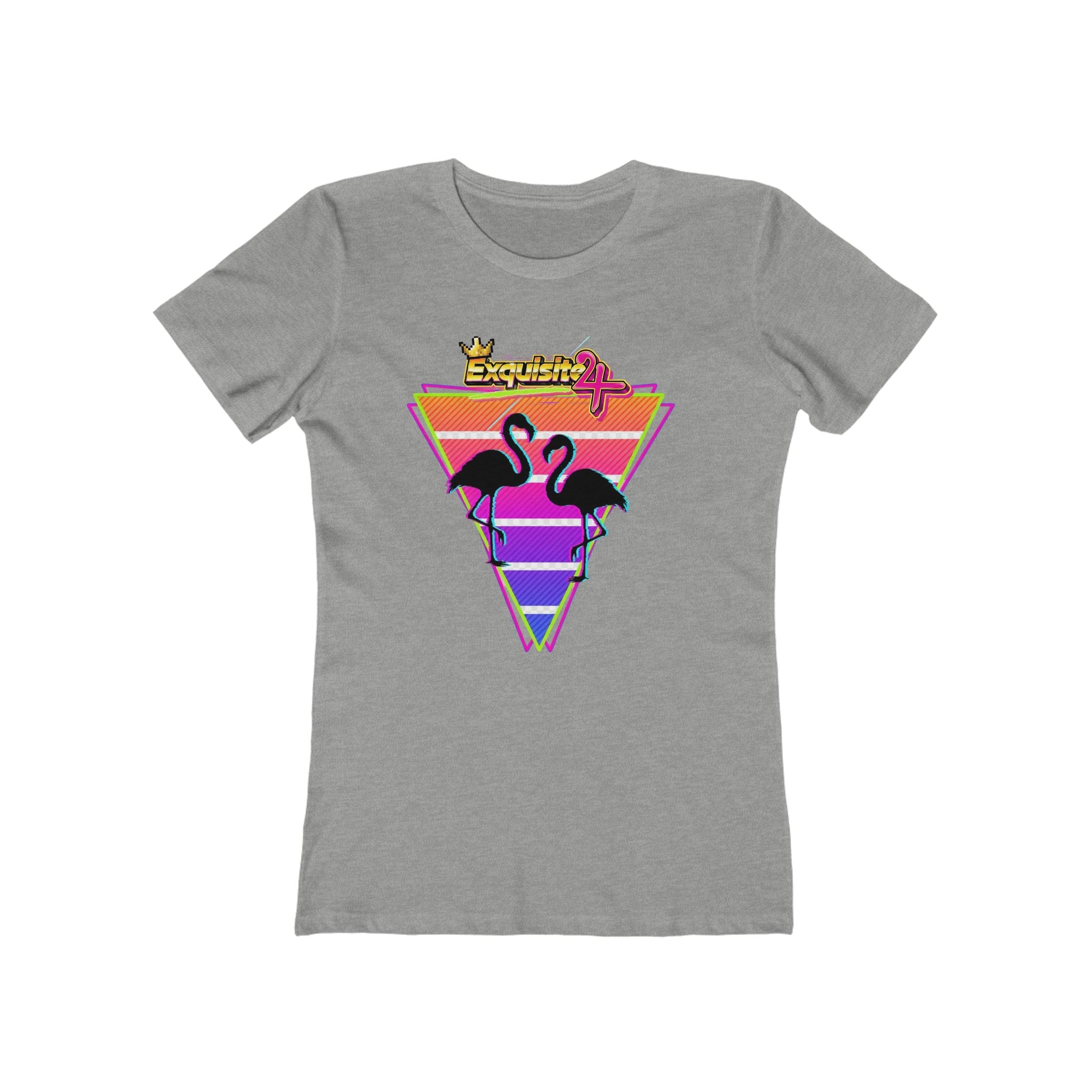 Retro Flamingo Triangle Graphic Tee — Boyfriend Tee for Women