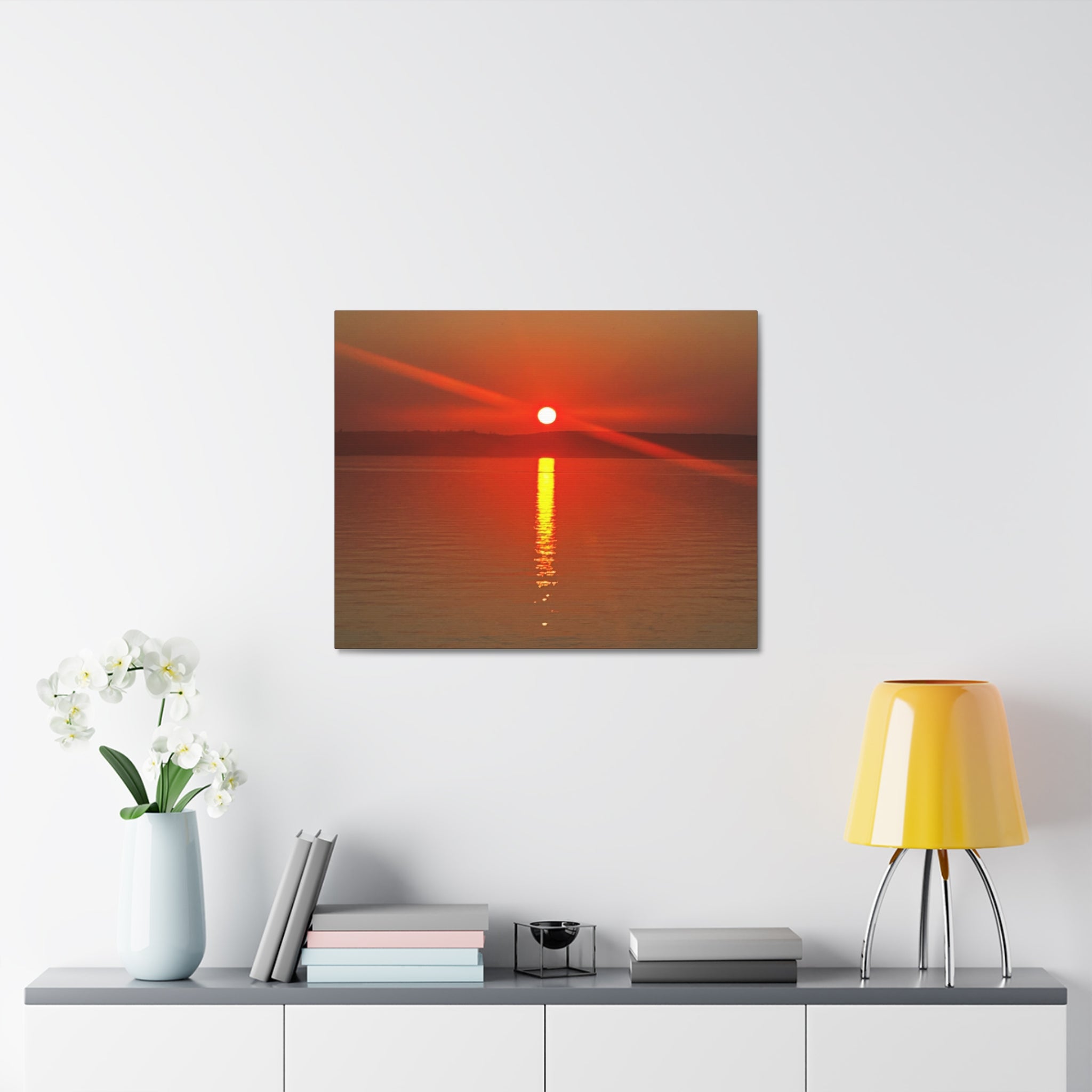 Sunset Reflection Stretched Canvas Wall Art
