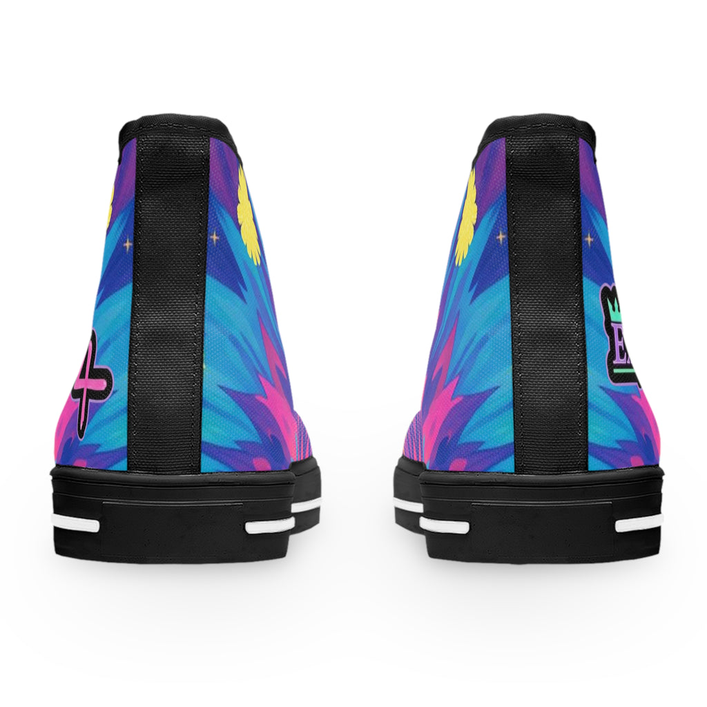 Women's High Top Sneakers — Vibrant Tie-Dye Floral High-Top Shoes