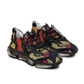 Men's Mesh Sneakers — Bold Red & Gold Snake-Scale Athletic Shoes