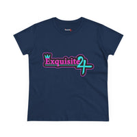 Exquisite 24 Sticker Logo Women's Graphic Tee – Neon Cotton Candy
