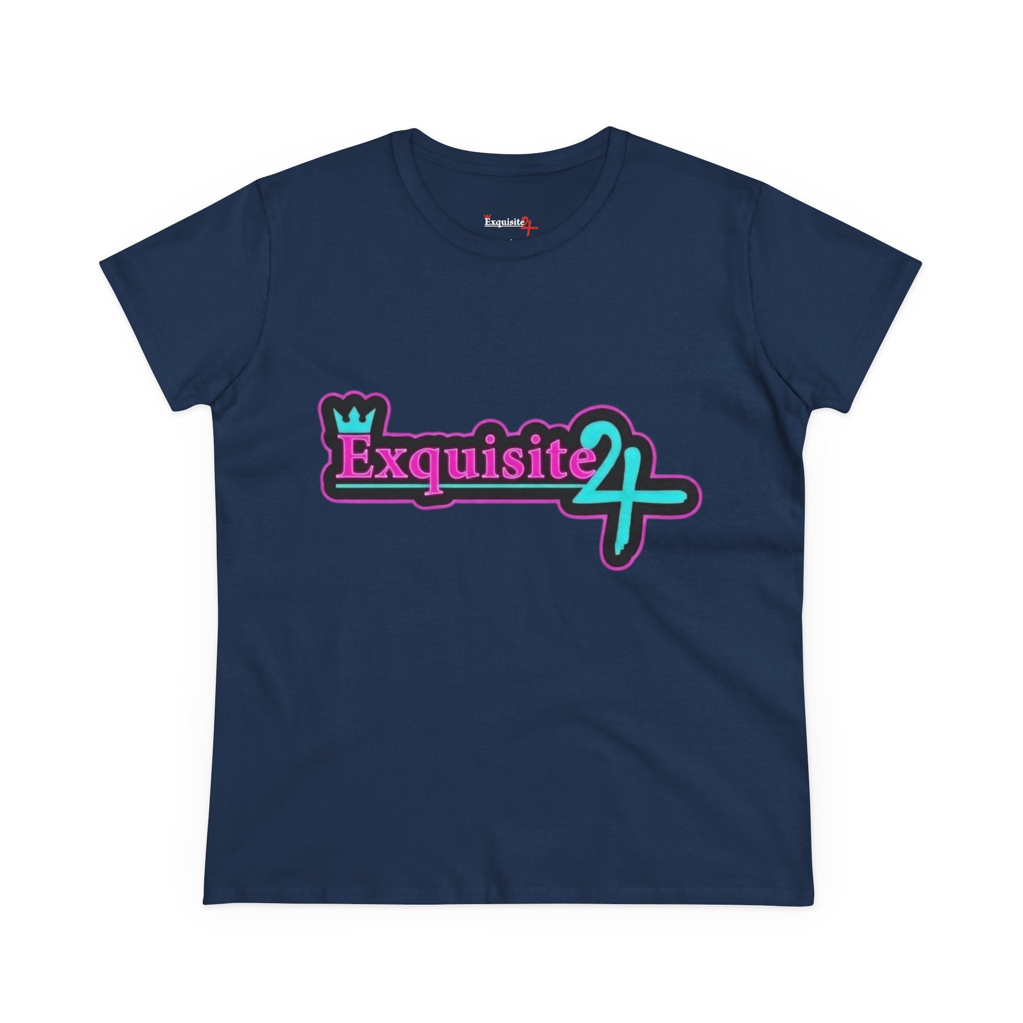 Exquisite 24 Sticker Logo Women's Graphic Tee – Neon Cotton Candy