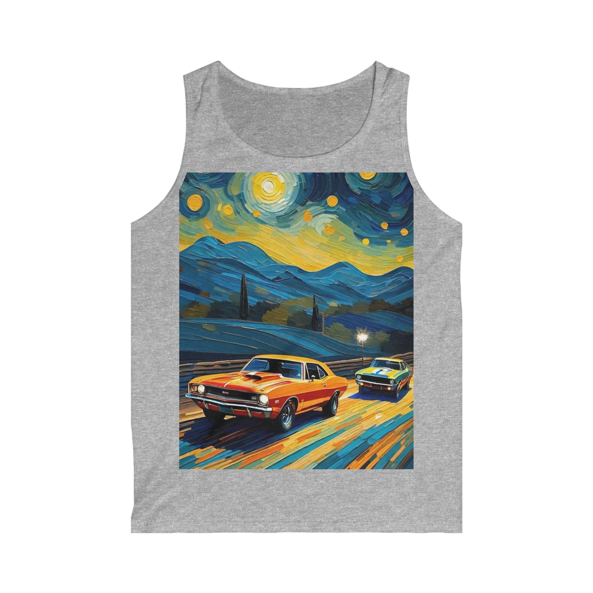 Vintage Muscle Car Tank Top — Starry Night Road Trip Graphic