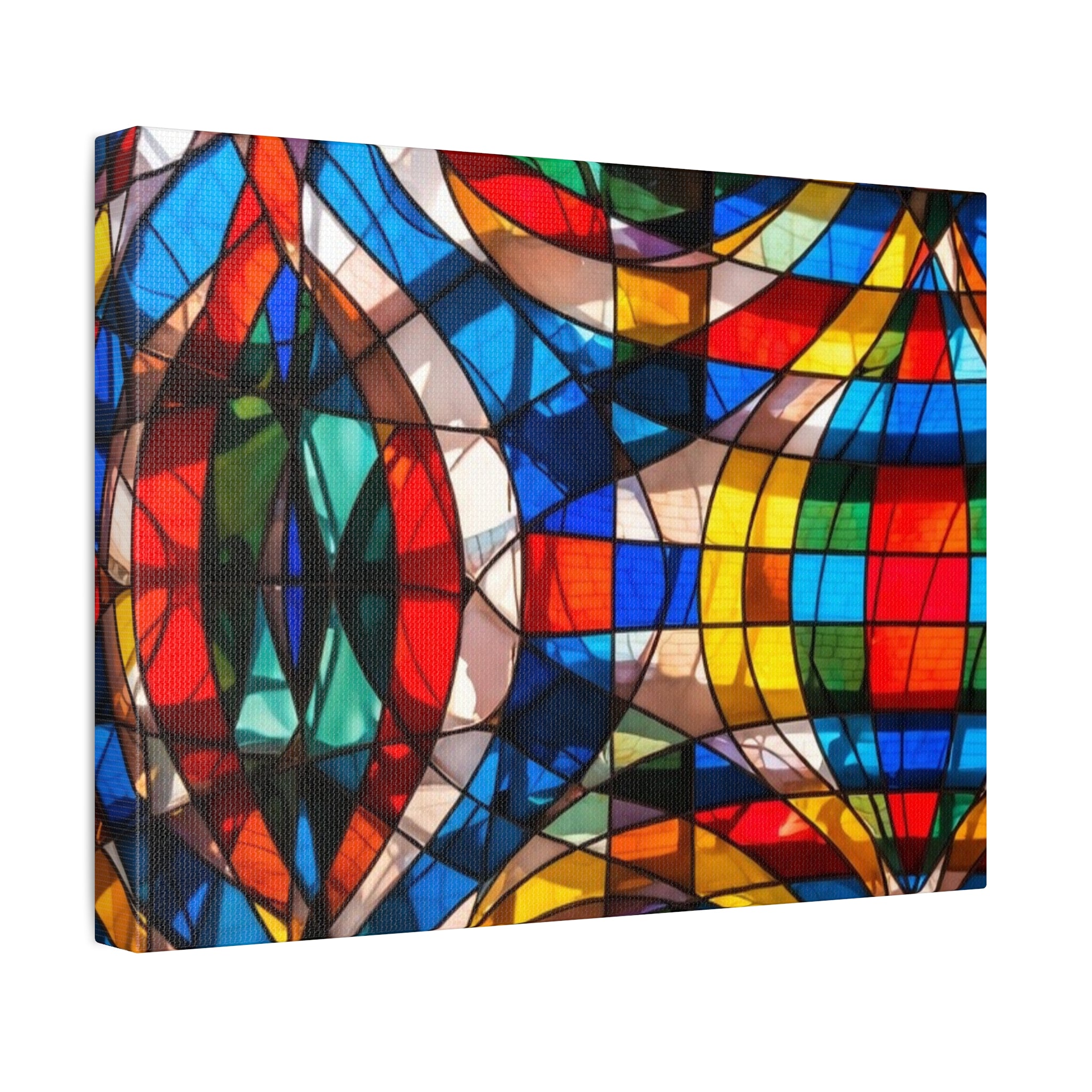 Stained Glass Abstract Stretched Canvas Print — Colorful Geometric Wall Art