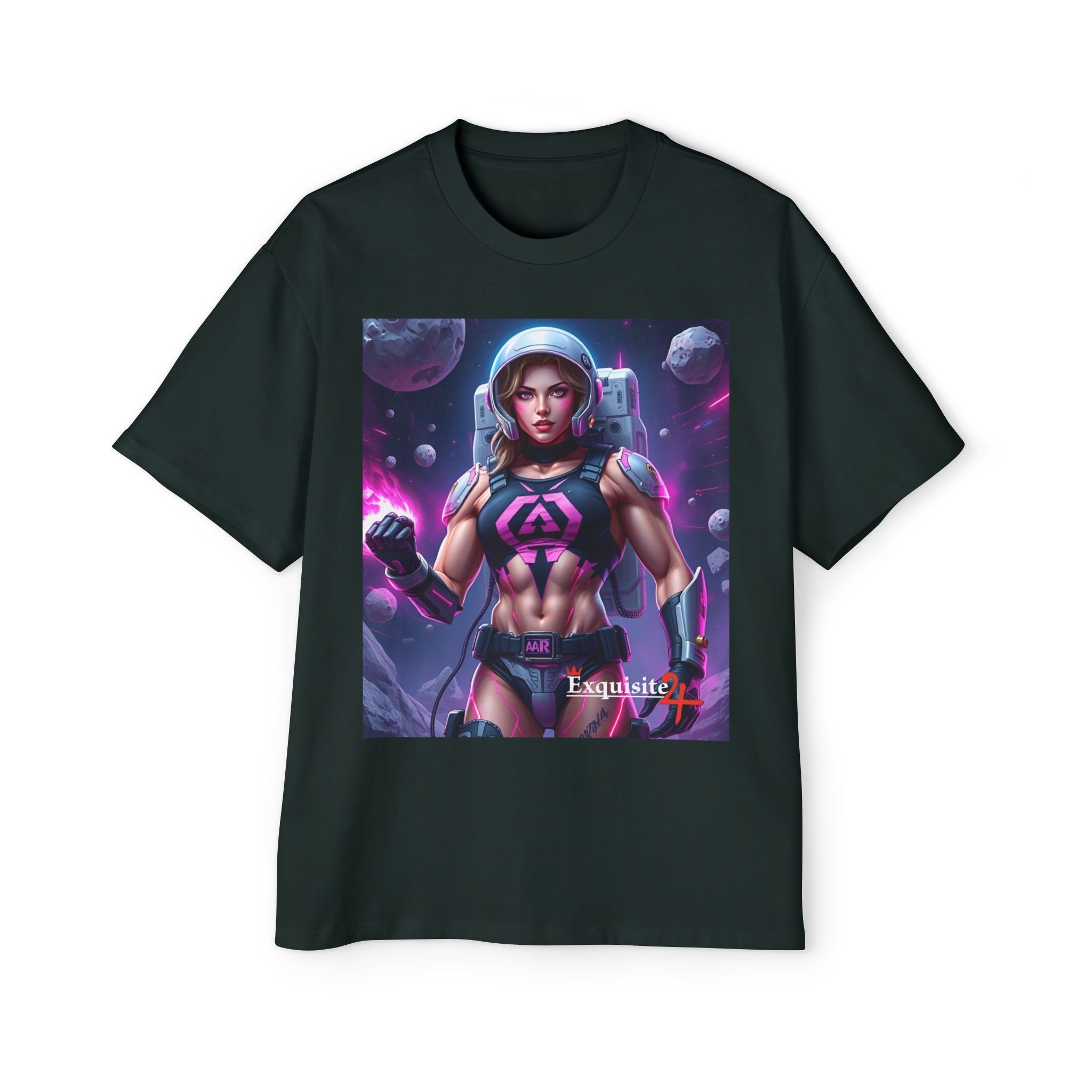 Astronaut Warrior Graphic Tee — Men's Sci‑Fi Space Gamer Oversized Shirt