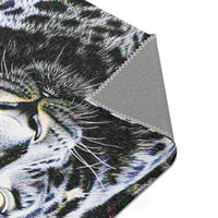 Leopard Portrait Area Rug — Bold Black & White Animal Print Accent Rug
