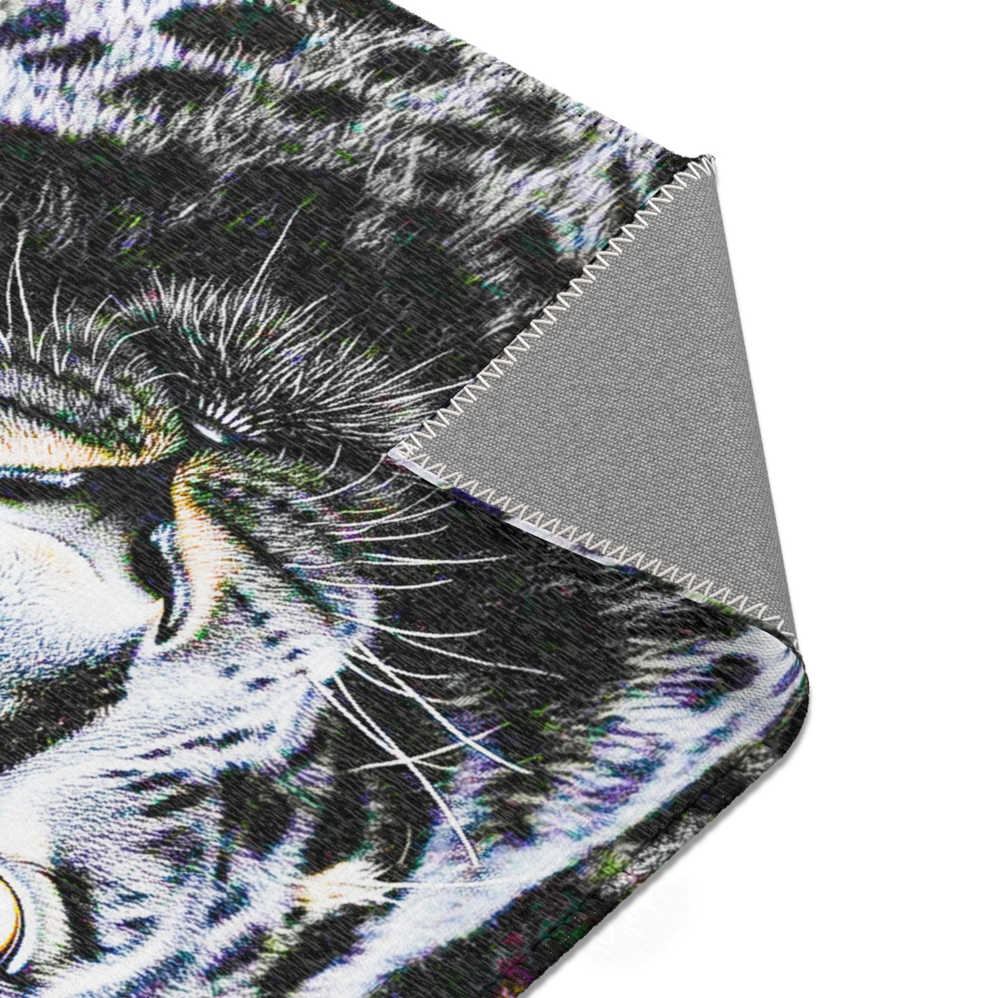 Leopard Portrait Area Rug — Bold Black & White Animal Print Accent Rug