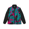 Women’s Pink and Teal Paint Splatter Puffer Jacket