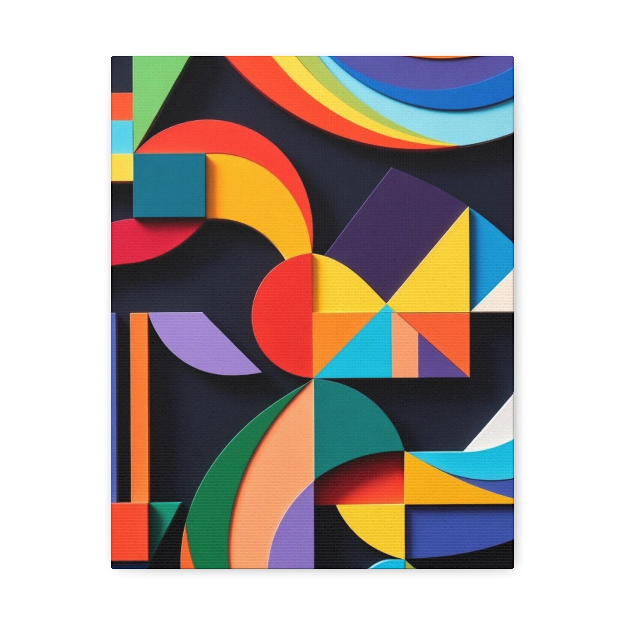 Abstract Geometric Stretched Canvas – Colorful Modern Wall Art