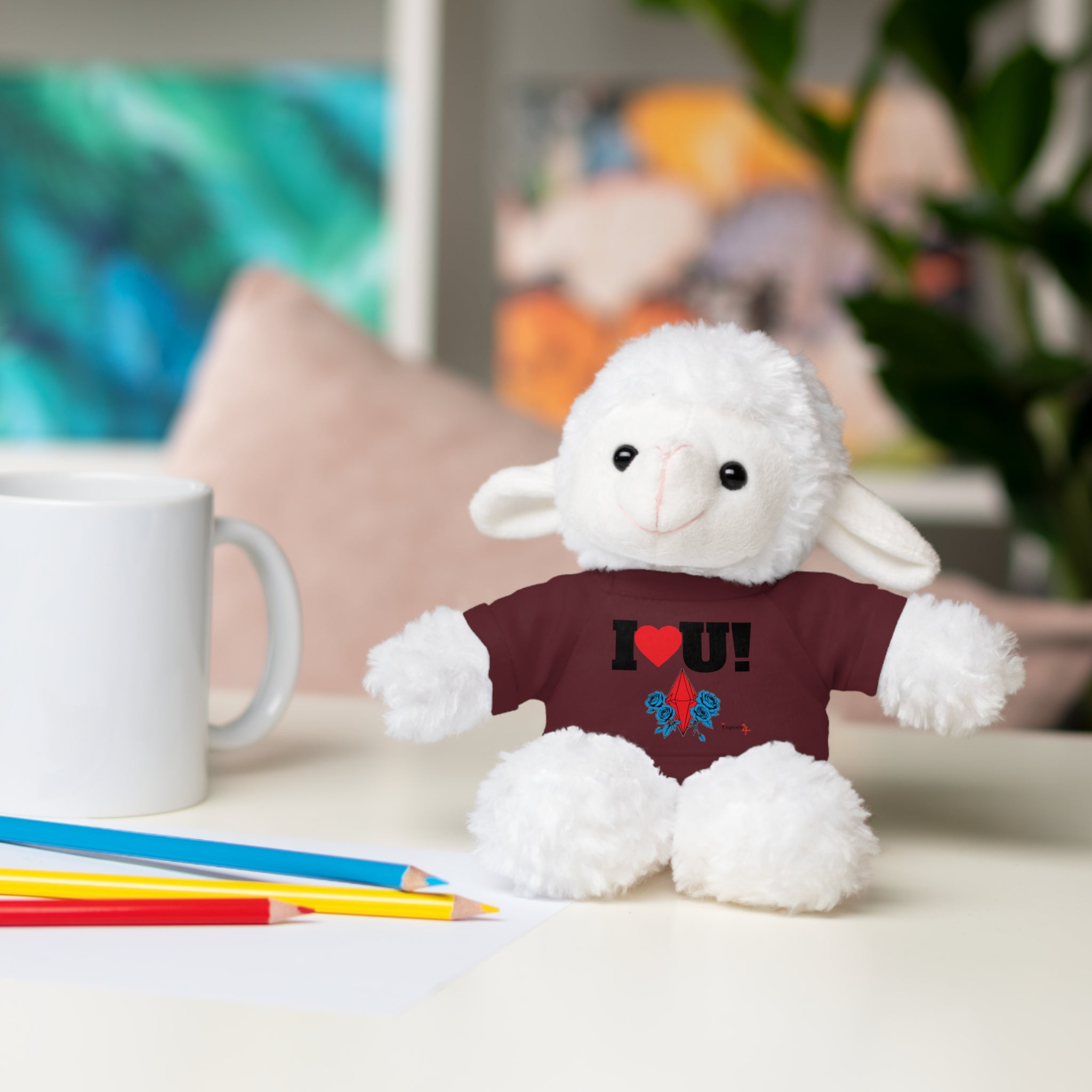 Plush Bear with Branded Tee – Red Diamond and Blue Roses Teddy