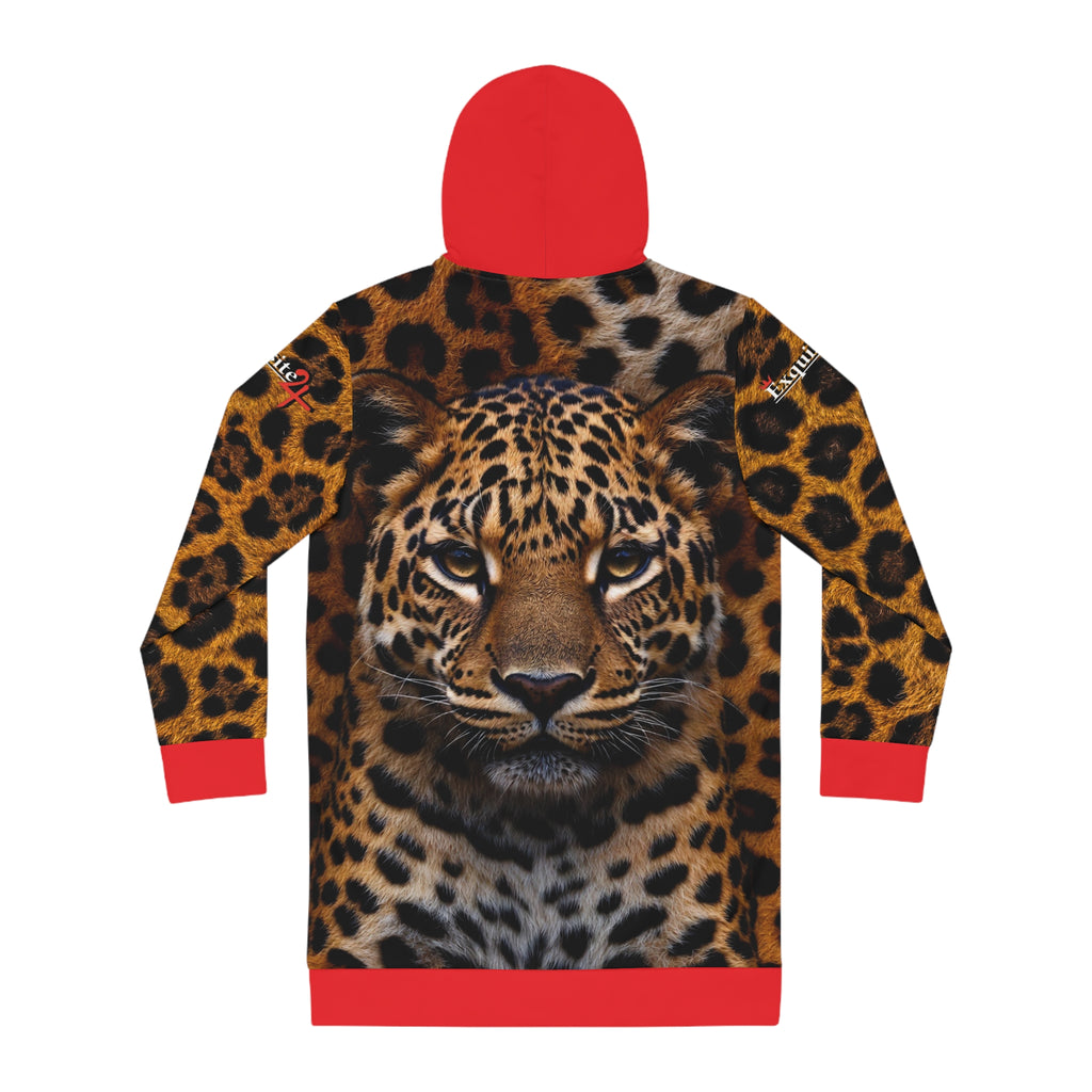 Leopard Face All-Over Print Hoodie Dress