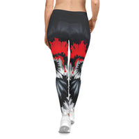 Women's Black, Red, and White Spiral Leggings