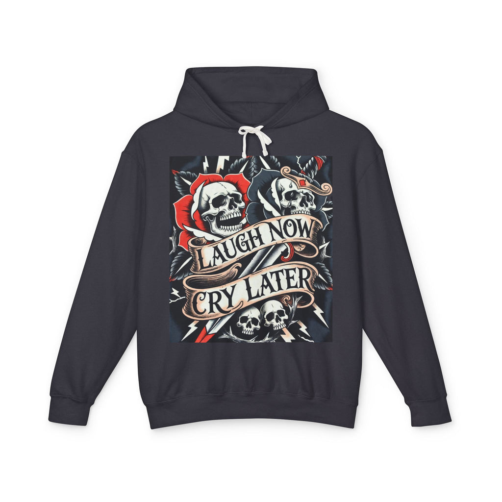 Laugh Now Cry Later Skull Hoodie — Vintage Rose Graphic