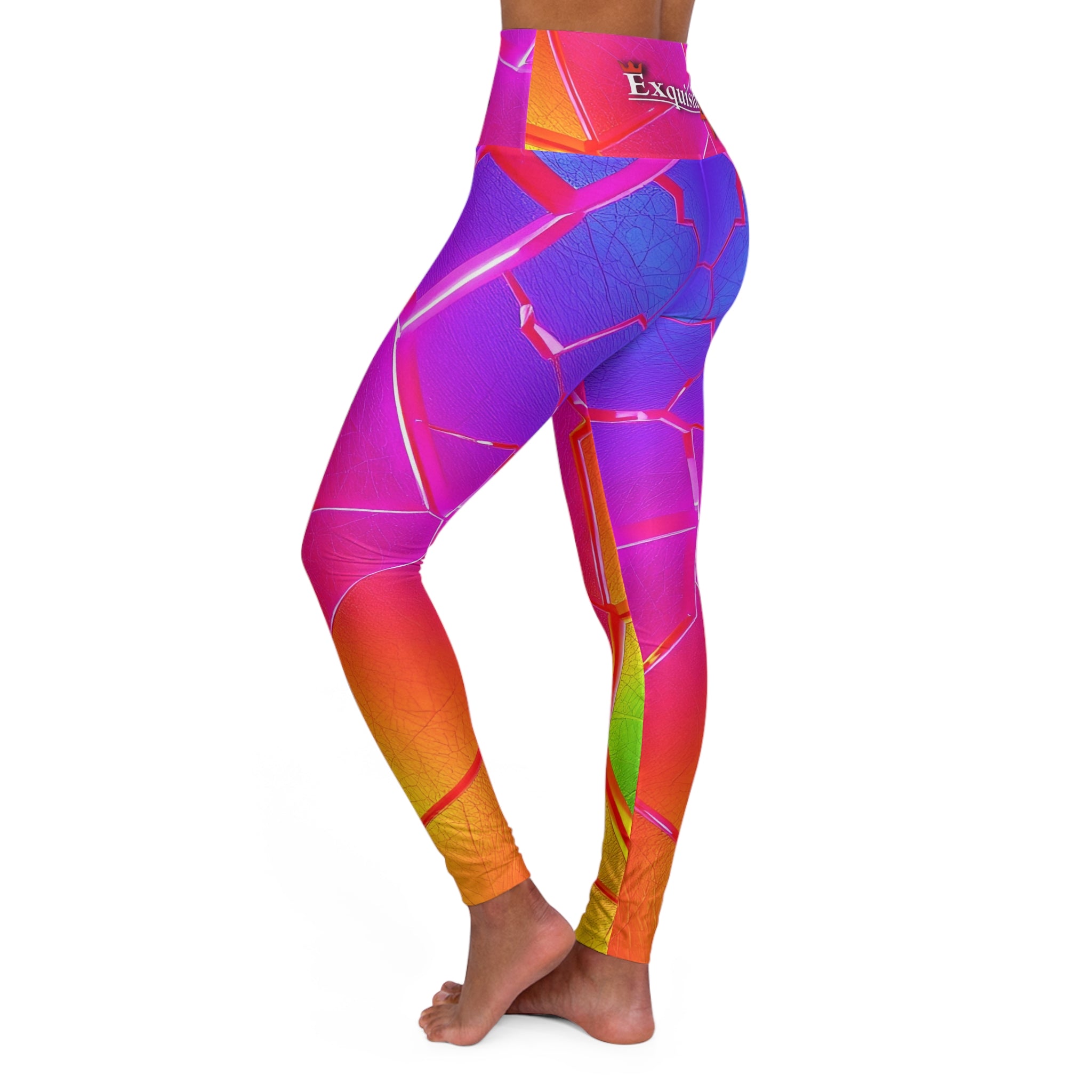 High-Waisted Yoga Leggings — Exquisite 24 Vibrant Gradient Activewear