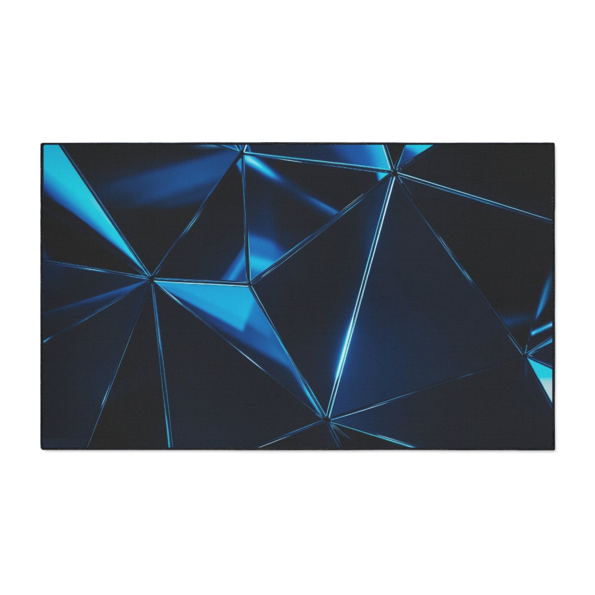 Geometric Blue Prism Floor Mat — Heavy Duty Non-Slip Rug for Entry, Garage & Office