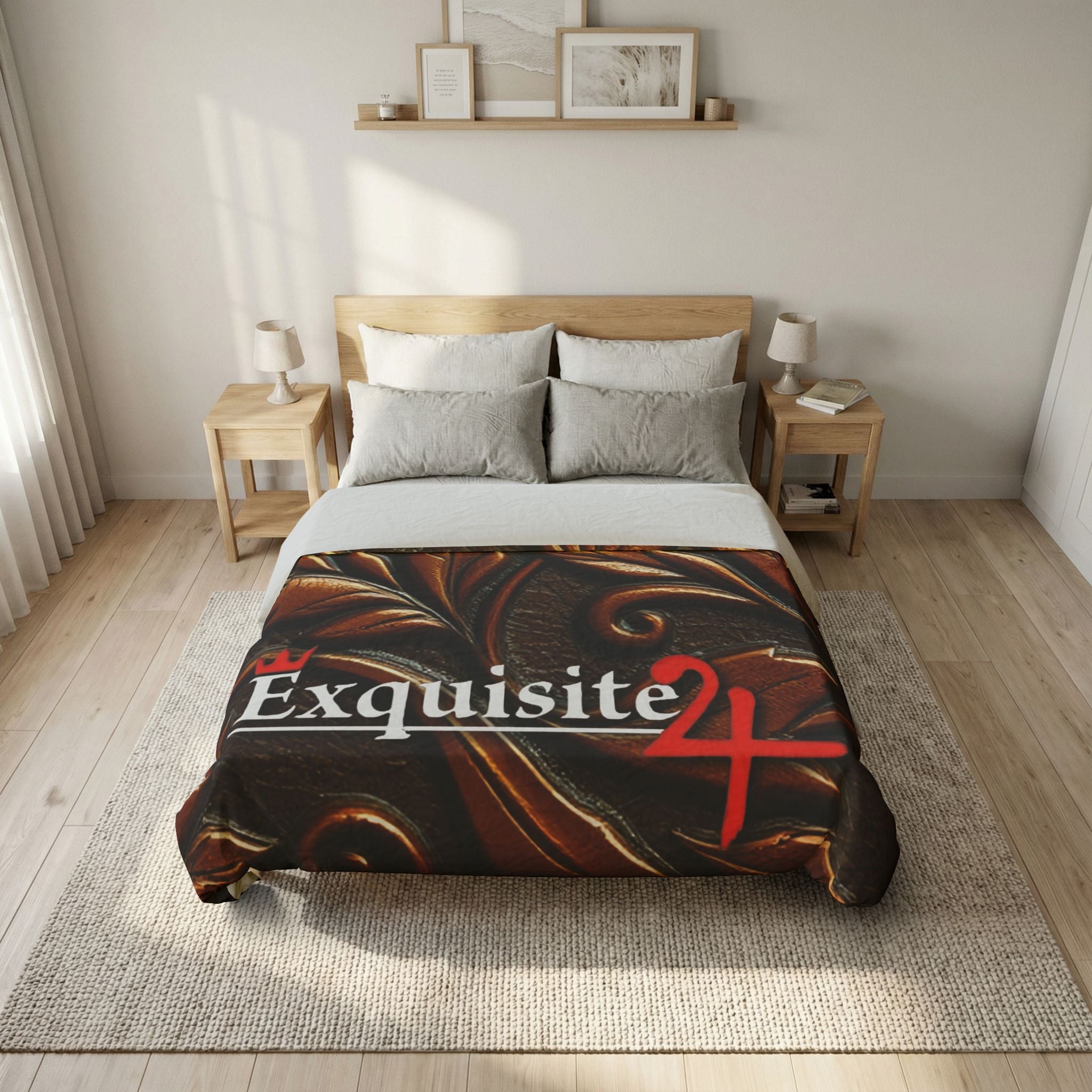 Exquisite 24 Brown Embossed Leaf Cotton Duvet Cover
