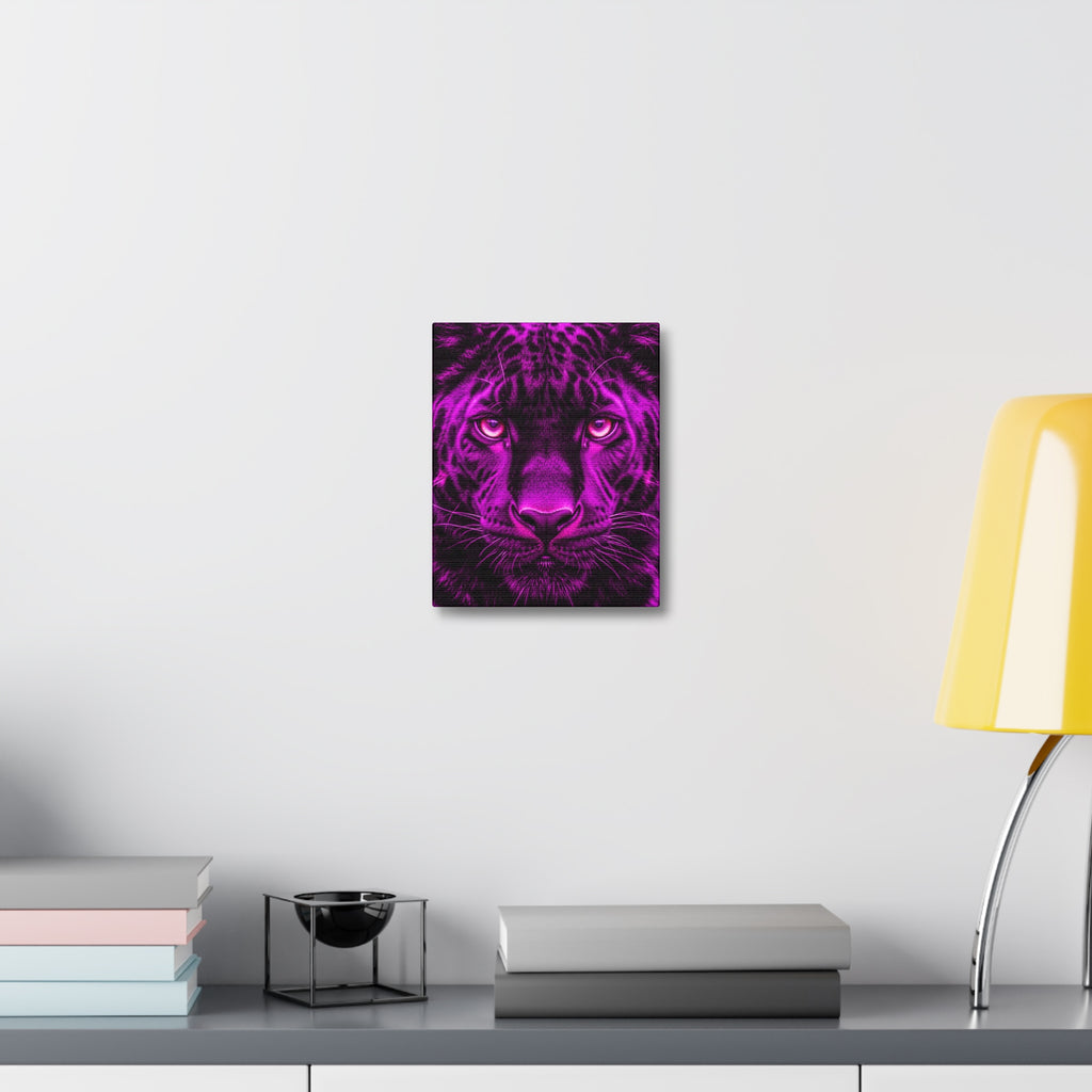 Purple Neon Panther Stretched Canvas – Vibrant Wall Art for Modern Rooms