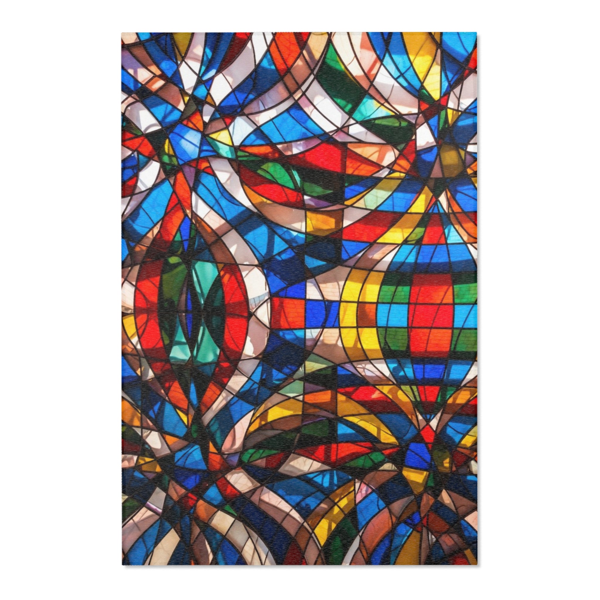 Stained Glass Mosaic Area Rug — Vibrant Geometric Decorative Floor Mat