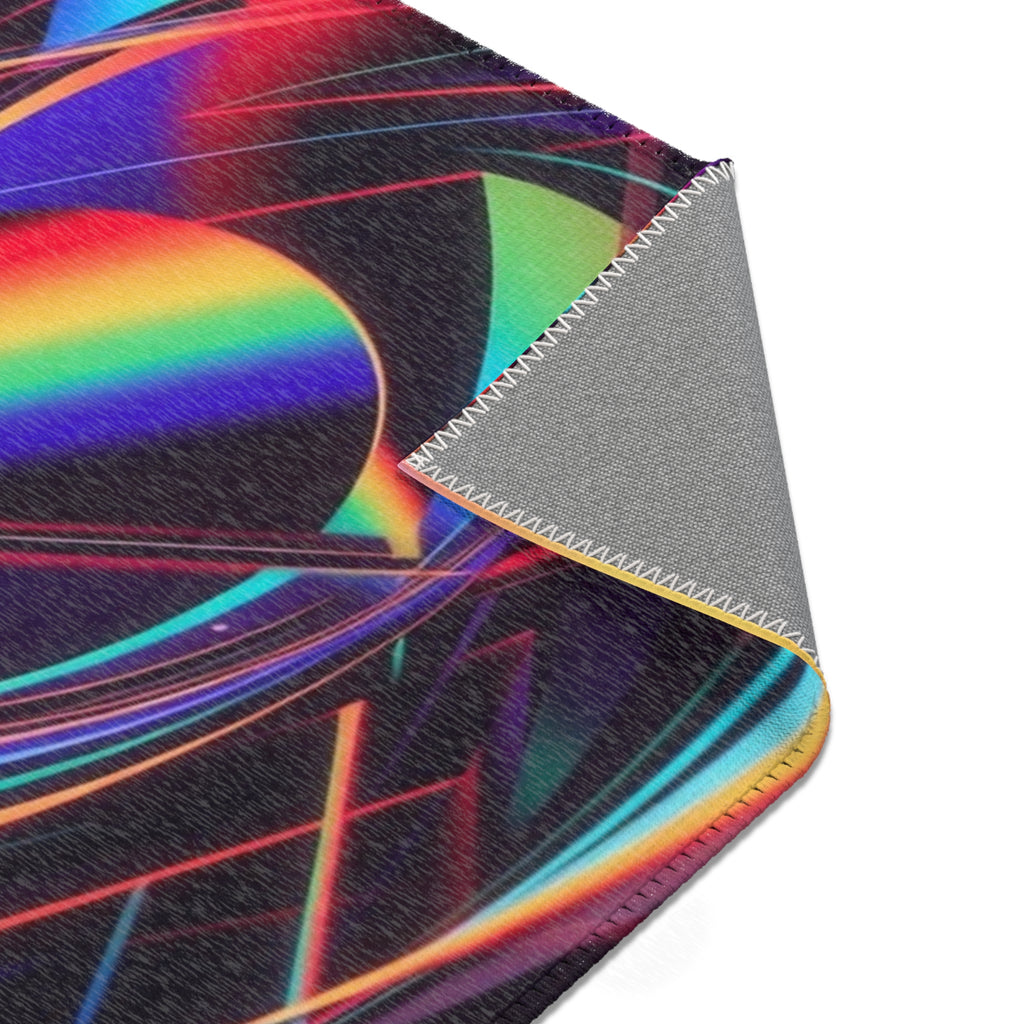 Neon Swirl Area Rug — Retro Rainbow Abstract Accent Rug