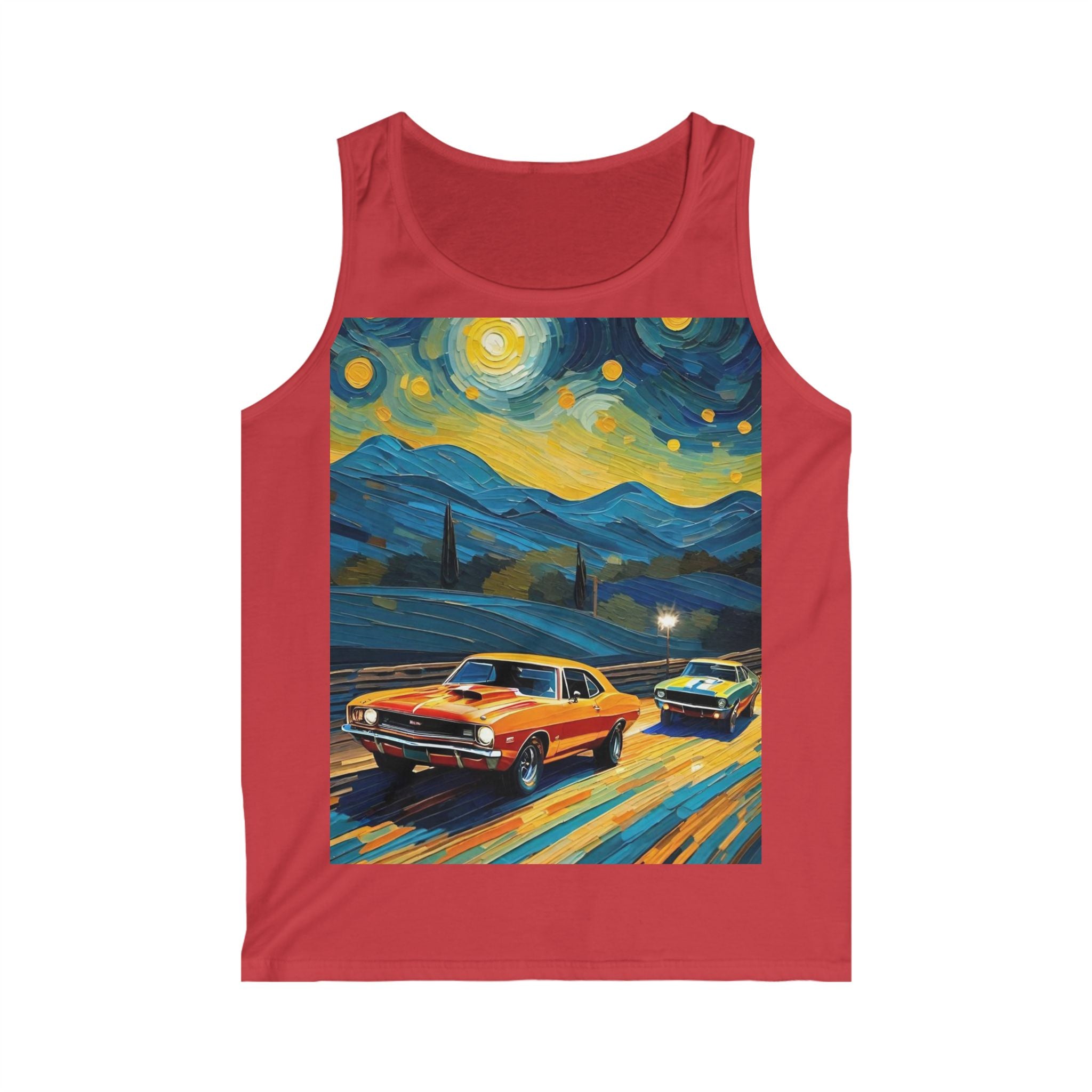 Vintage Muscle Car Tank Top — Starry Night Road Trip Graphic