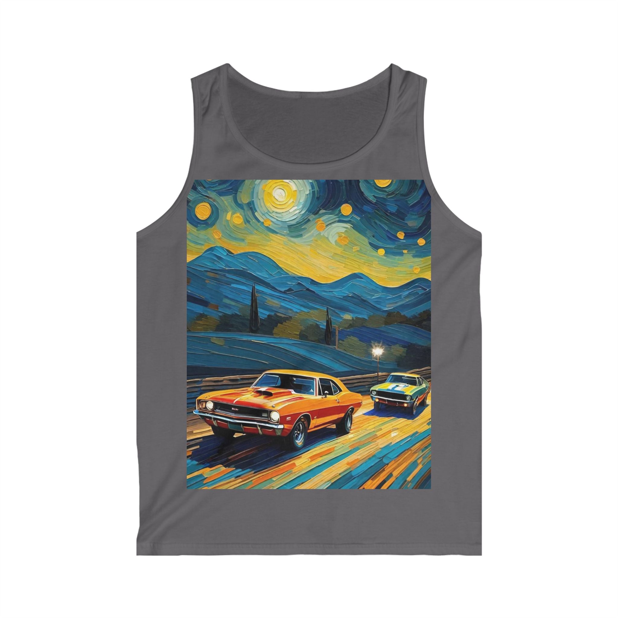 Vintage Muscle Car Tank Top — Starry Night Road Trip Graphic