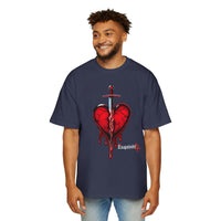 Oversized Graphic Tee — Bleeding Heart with Sword Design