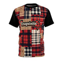 Exquisite 24 Plaid Patchwork Tee — Red Plaid All-Over Print Shirt