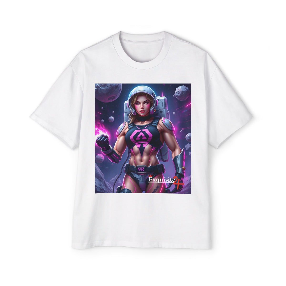 Astronaut Warrior Graphic Tee — Men's Sci‑Fi Space Gamer Oversized Shirt