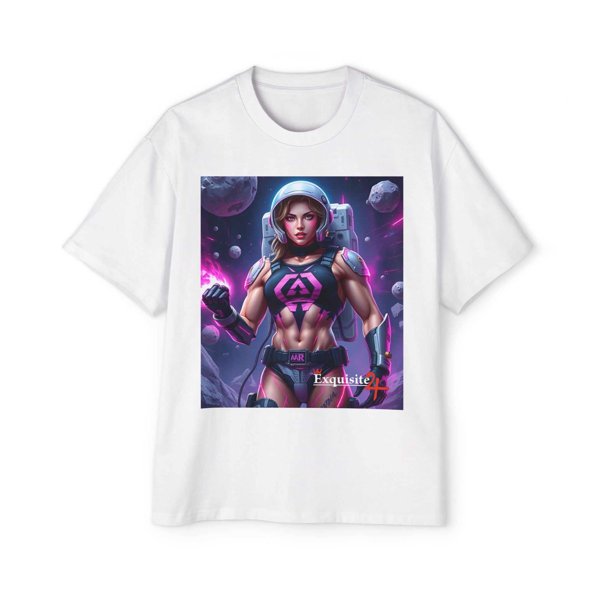 Astronaut Warrior Graphic Tee — Men's Sci‑Fi Space Gamer Oversized Shirt