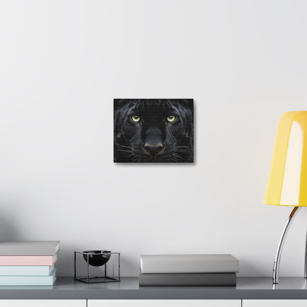 Black Panther Wall Canvas — Intense Close-Up Stretched Canvas Art