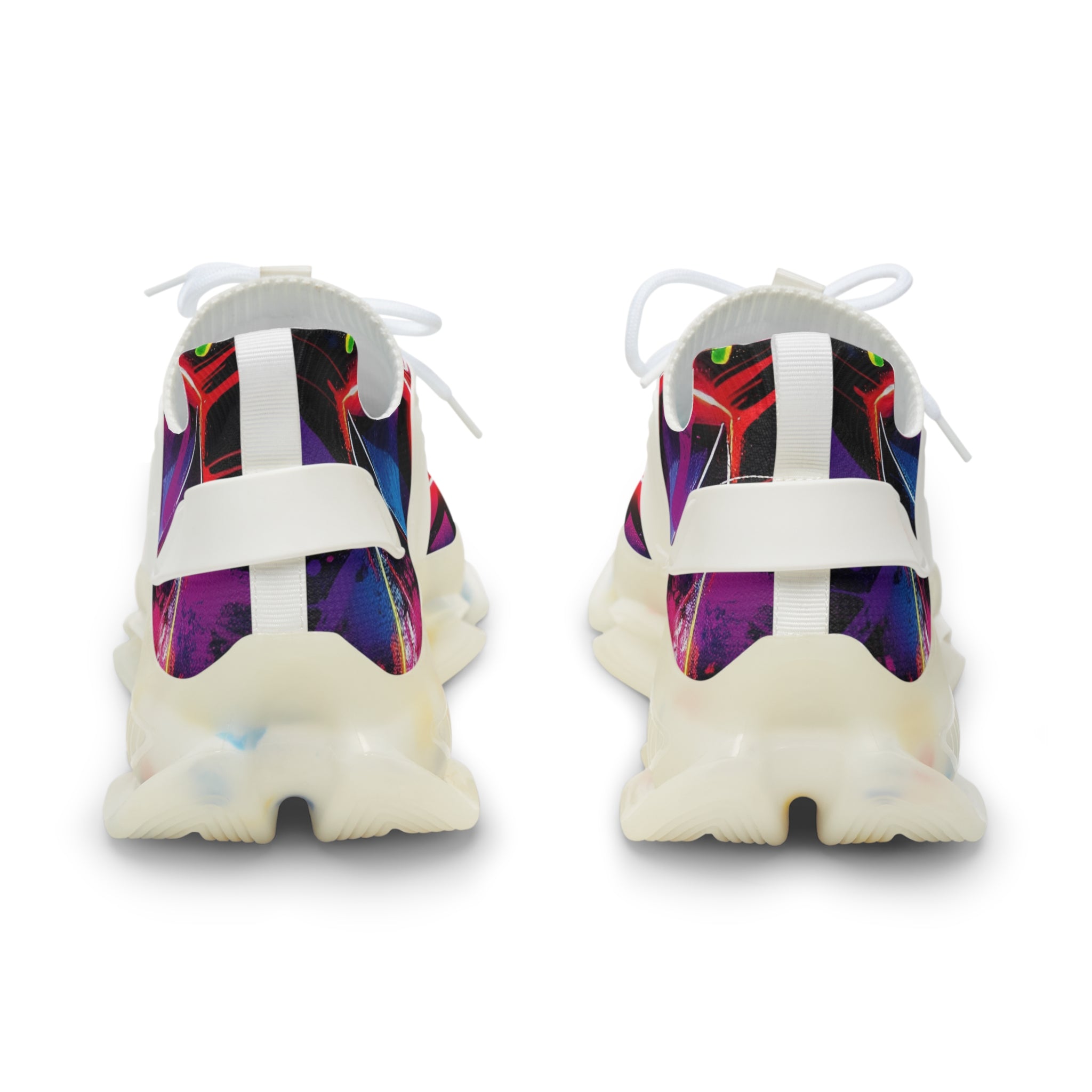 Men's Mesh Sneakers — Neon Geometric Athletic Shoes for Running & Streetwear