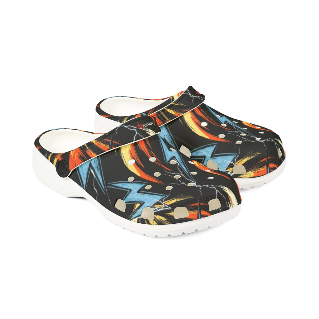 Flame & Lightning EVA Foam Clogs — Bold Graphic Slip-On Shoes