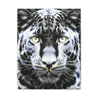Leopard Portrait Stretched Canvas — Snow Leopard Wall Art with Yellow Eyes