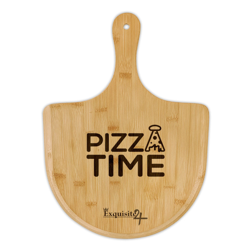 Bamboo Pizza Peel — Engraved "Pizza Time" Serving Board