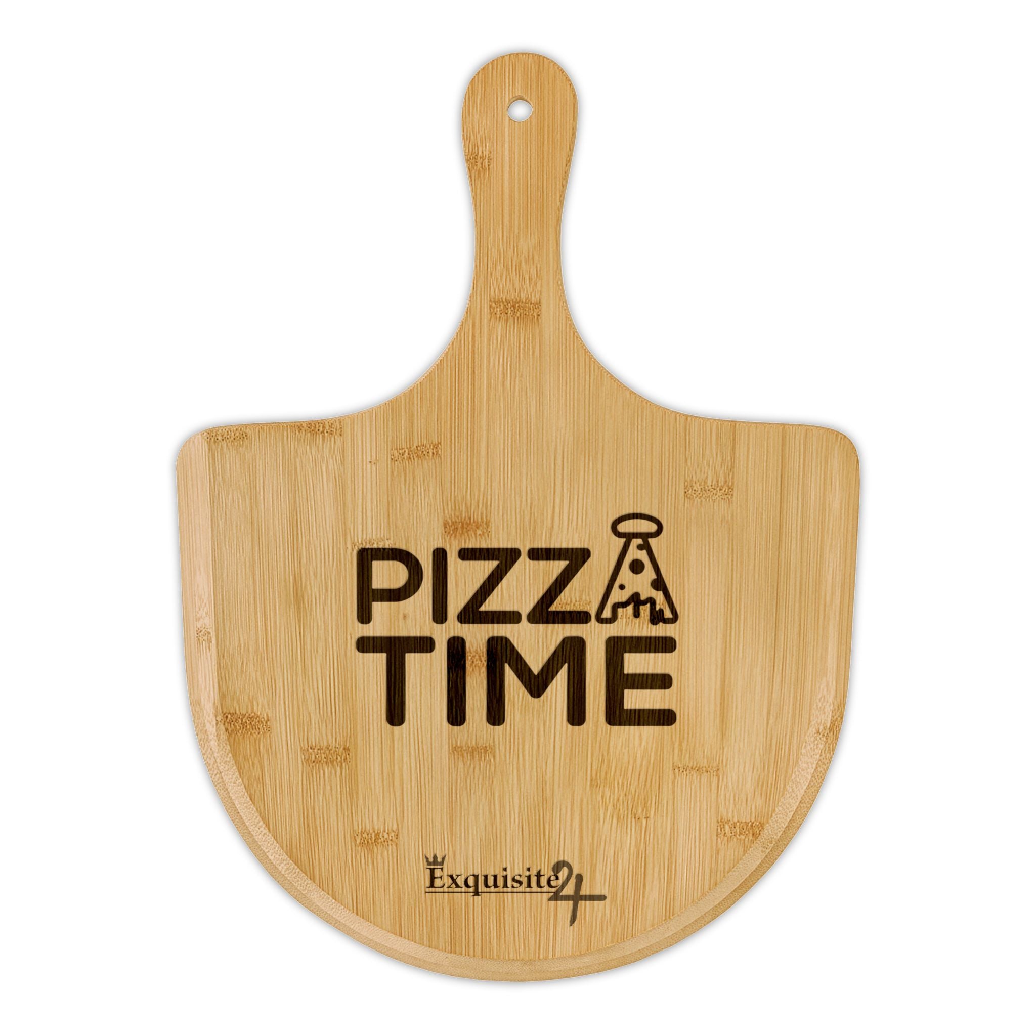 Bamboo Pizza Peel — Engraved "Pizza Time" Serving Board