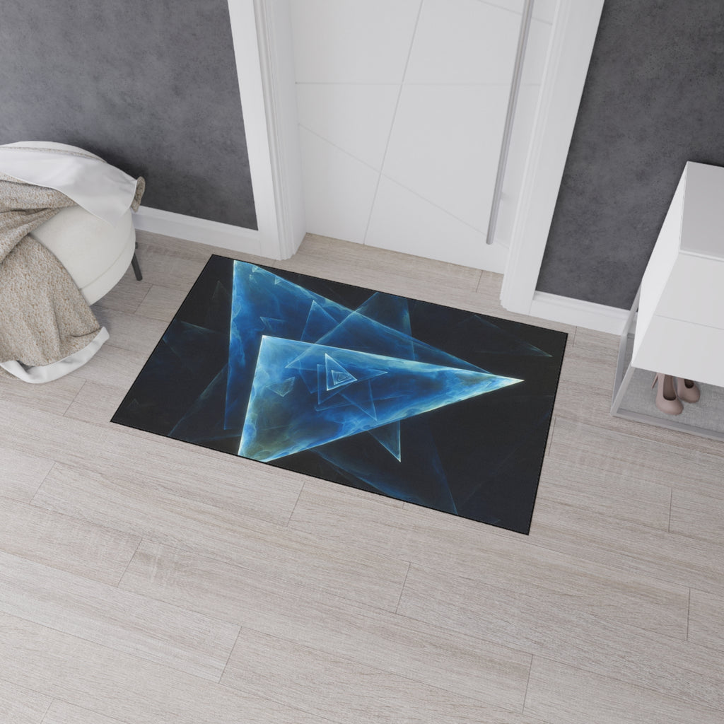 Geometric Blue Triangle Heavy-Duty Floor Mat