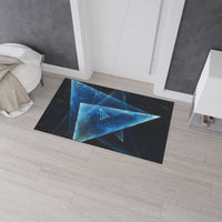 Geometric Blue Triangle Heavy-Duty Floor Mat