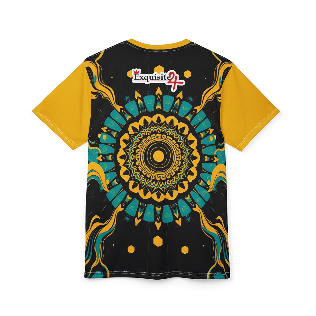 Mandala Burst Cut & Sew Tee — Yellow Teal All-Over Print