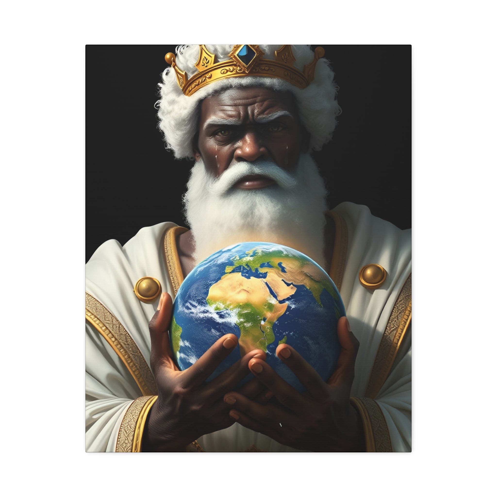 Stretched Canvas - Regal King Holding Earth Wall Art