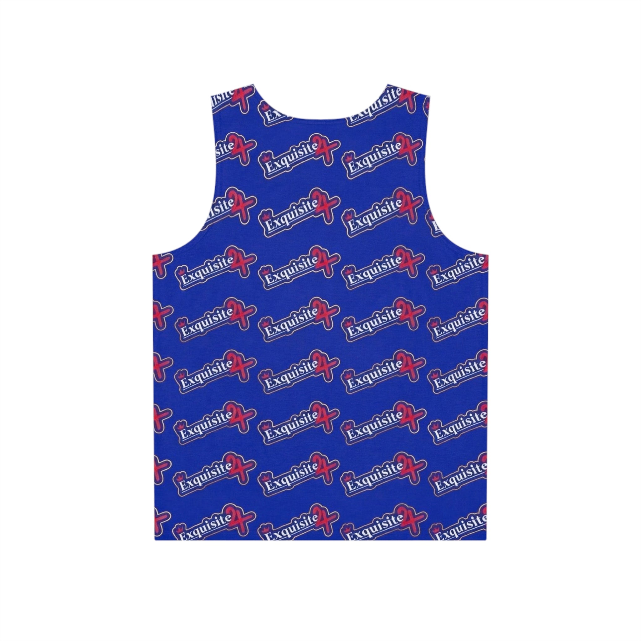 Exquisite 24 Logo All-Over Print Blue Tank Top — Men's Graphic Streetwear