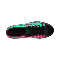Women's Classic Sneakers — Teal & Pink 'Exquisite 24' Pattern  High-Top Shoes