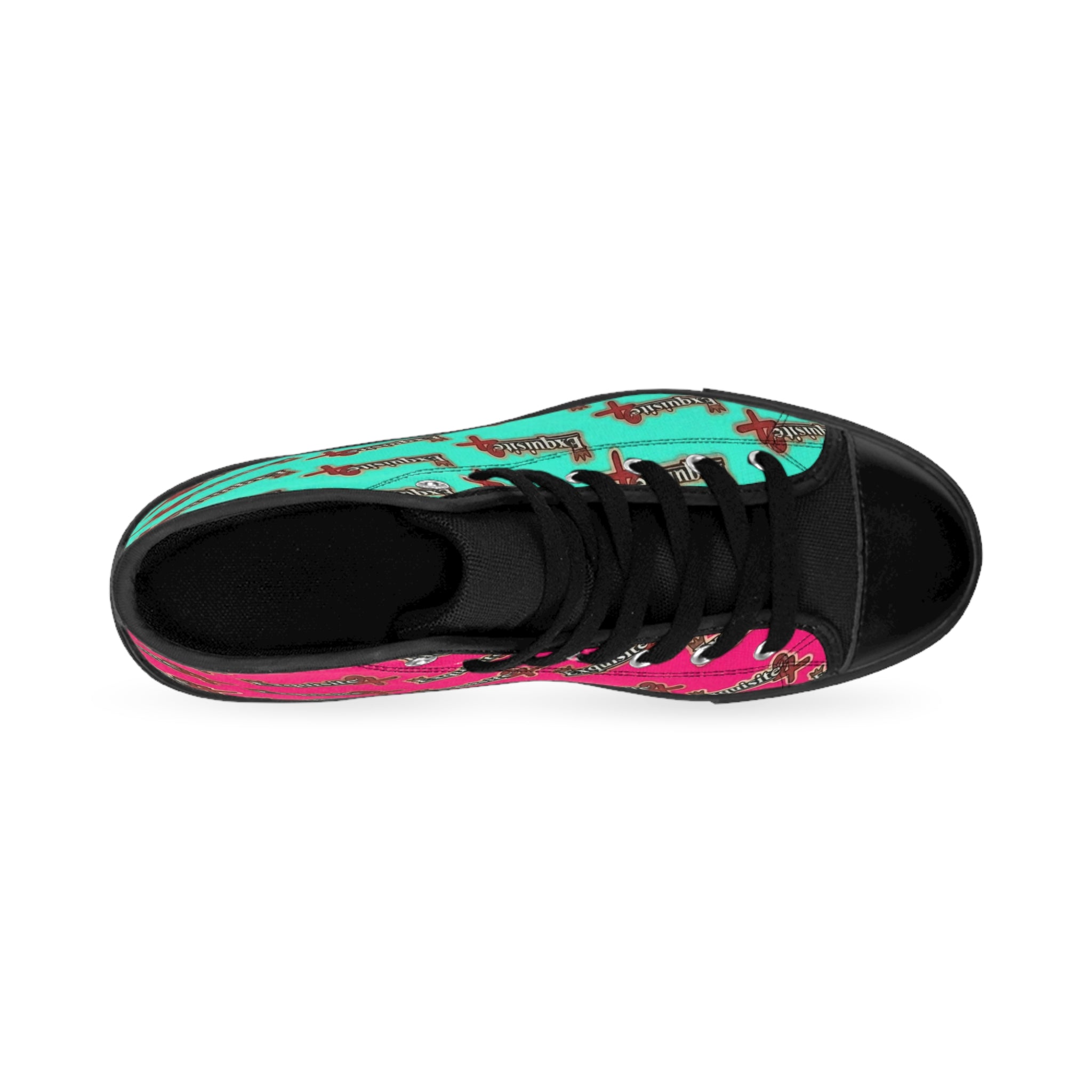 Women's Classic Sneakers — Teal & Pink 'Exquisite 24' Pattern  High-Top Shoes
