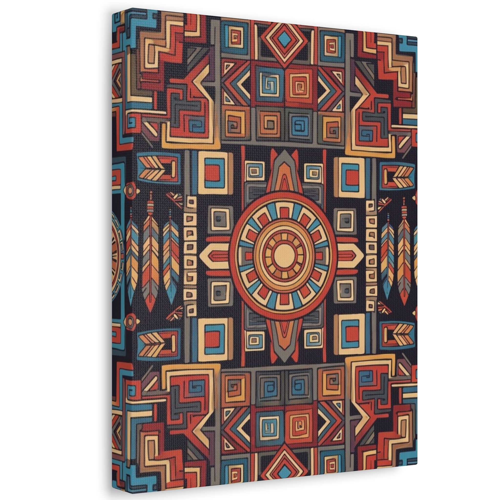 Southwestern Geometric Canvas Art — Tribal Mandala Wall Decor