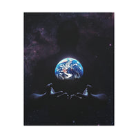Galaxy Hands Stretched Canvas – Earth in Palm Wall Art