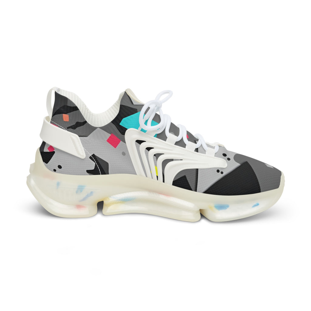 Blue Geometric Mesh Sneakers