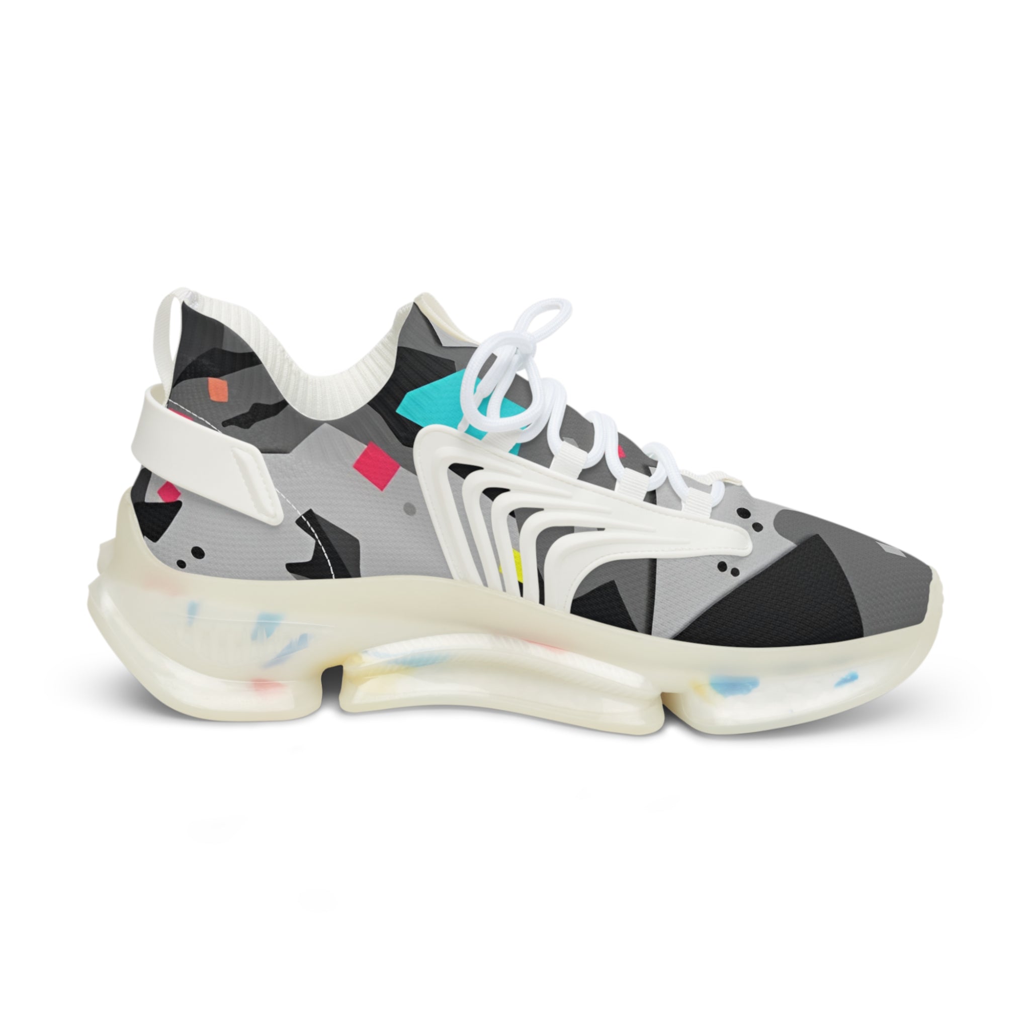 Blue Geometric Mesh Sneakers